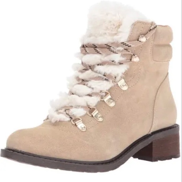 Sam Edelman Darrah tan suede / furry lace up boots - Picture 2 of 12